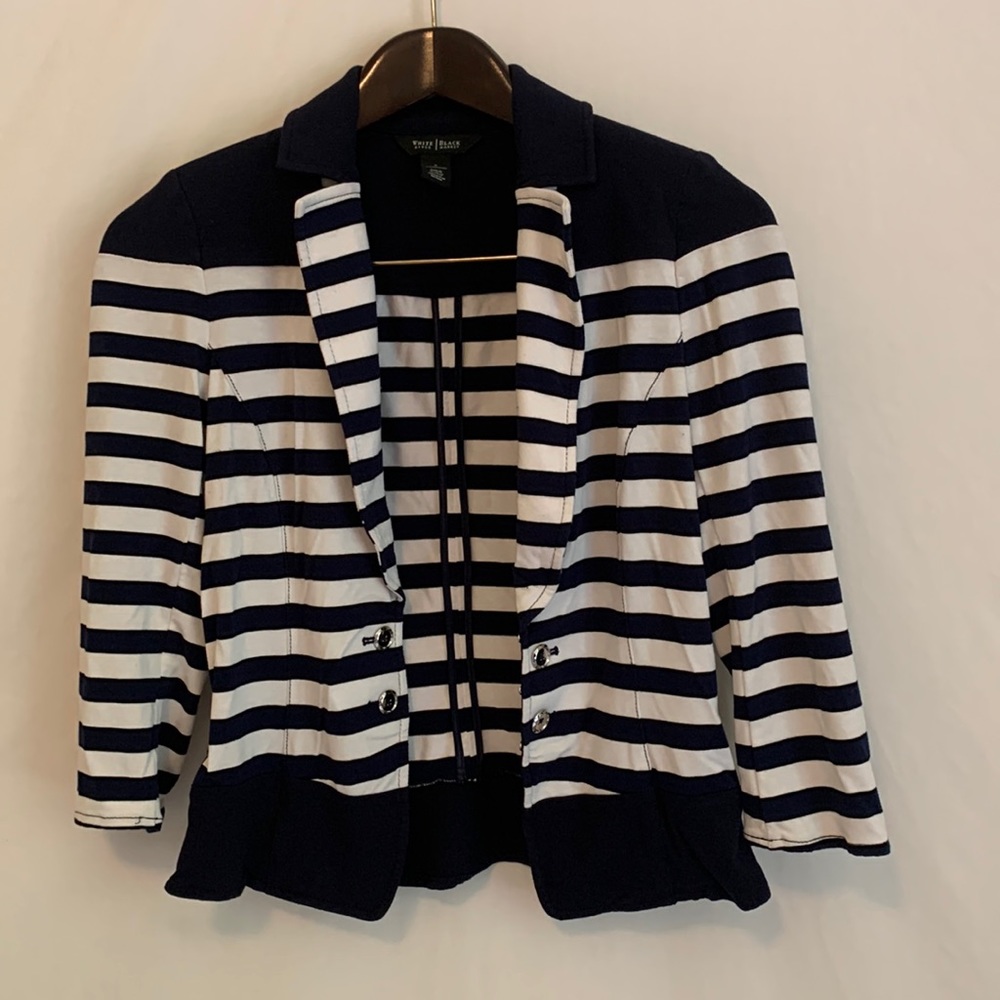 White House Black Market Striped Jacket Top Size 6